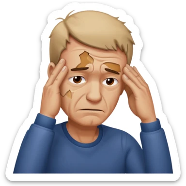 Emoji of a person 🧍‍♂️ looks down with his head and put his hand on his forehead but not just put his and make it look like he smashed that on his forehead sticker