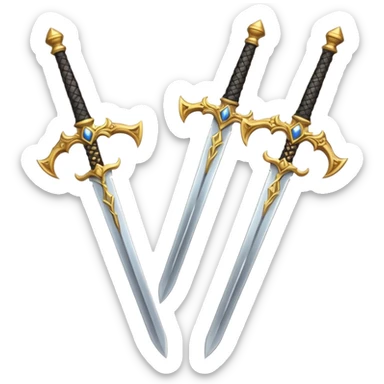 Two Golden royal swords with gold blades and gold handel sticker