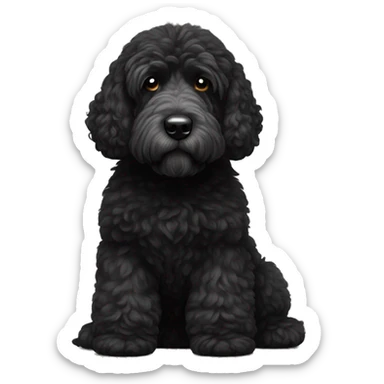 completely black with white tiny spot on head portuguese water dog sticker