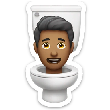 A man in a toilet but his head pops out sticker
