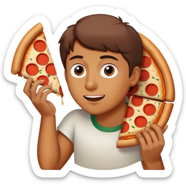 Someone eating pizza sticker