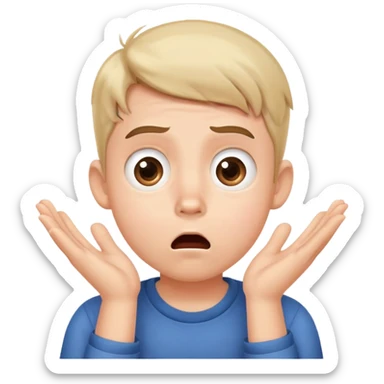 A cute boy with both hands pressed against his cheeks, looking surprised or shocked sticker