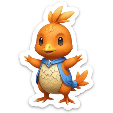 Mudkip-Torchic-fusion (full body) sticker