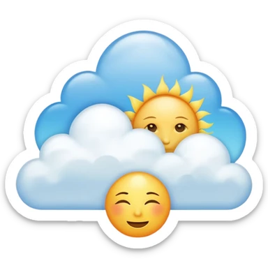 serene blue sky with soft clouds and a glowing sun, no faces sticker