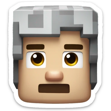 Minecraft's Steve's head with an slightly frowning face sticker