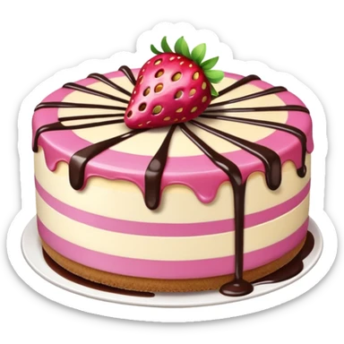Pink Strawberry Cheesecake With Chocolate Syrup  sticker