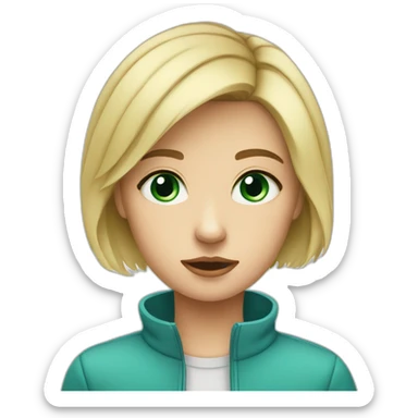 triste-blond-girl-short-hair-with-greenblue-eyes sticker