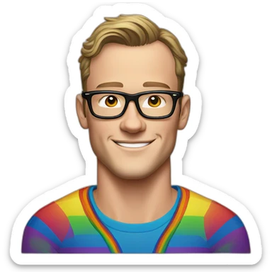 Jonathan Toews wearing glasses and rainbow clothes sticker
