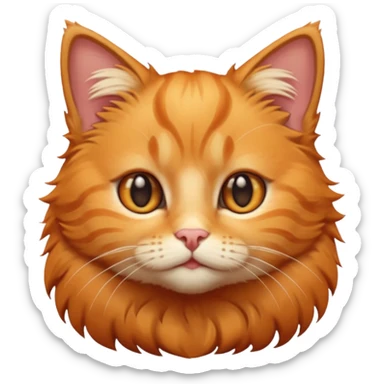 A high-resolution photo-realistic digital illustration of a solid ginger tabby cat kitten sticker