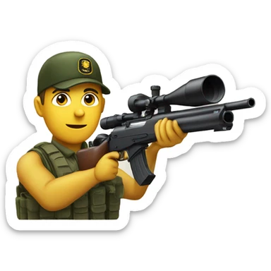 shotgun with scope held by a private on the army sticker