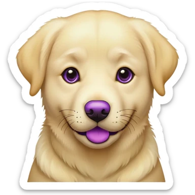 yellow lab with purple nose sticker