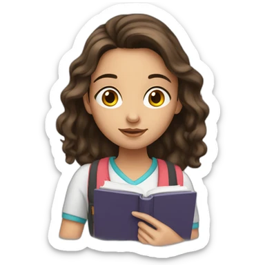 Teenage brunette Girl studying sticker