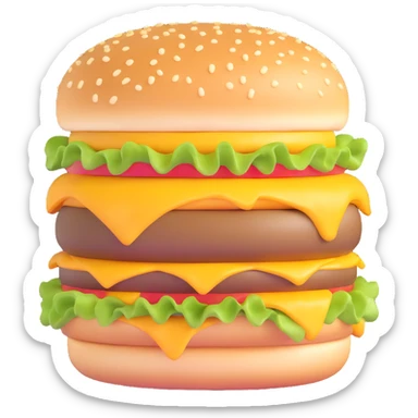 cheeseburger with extra cheese melting over the sides sticker