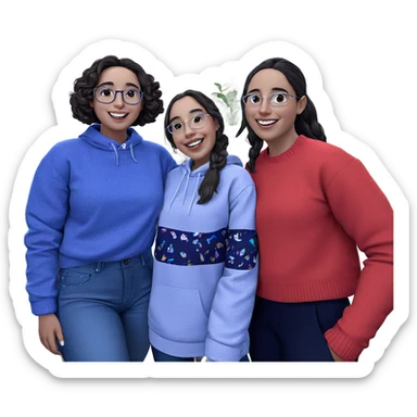 smiling girls indoors with style sticker