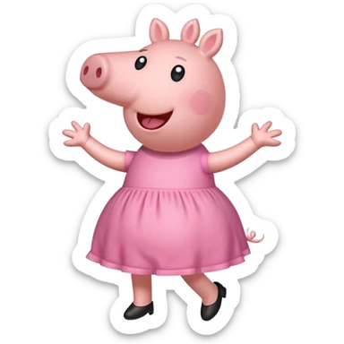 Peppa Pig with a big smile, dancing the Griddy sticker