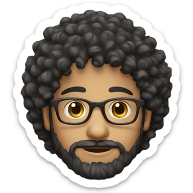 Curly haired Arab 29 year old with beard and metal rim glasses sticker