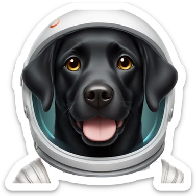 happy black labrador in Mars spacesuit sticker