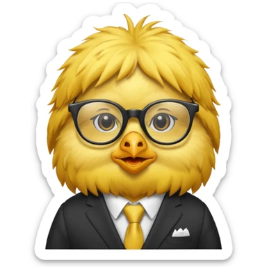 chick animal with glasses, wearing suit sticker