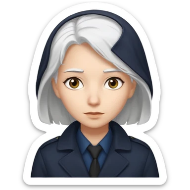Generate 
1 detective she's white hair covered light eyes fair skin
1 detectective she's black NO HIJAB HAIR OUT BROWN skin  sticker
