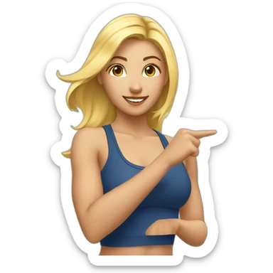 fitness blonde girl pointing on me sticker