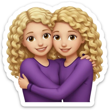 curly blonde hair whitegirl hugging straight blonde. hair. white girl sticker