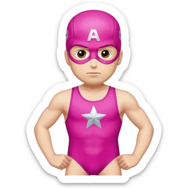CAPITÃO AMERICA from Marvel in a bright PINK swimsuit sticker