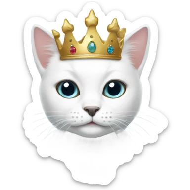 White cat black spots wearing crown sticker