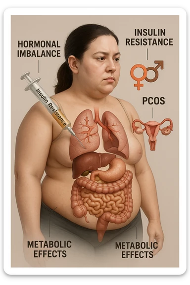 Donna con insulina fuori controllo  in 3D immagine medica donna pcos sticker