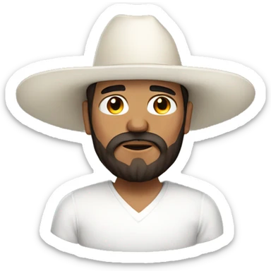 Mexican heritae man, slightly fat, with white cap hat, with long beard, the middle of the beard is white, has brownish skin sticker