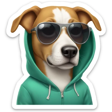 dog being chill and wearing sunglasses and a hoodie which says cool sticker