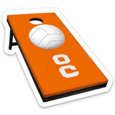 Cornhole emoji with a volleyball ball at the end of it sticker