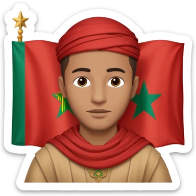 Un homme avk le drapeau Du Maroc sur le dos sticker