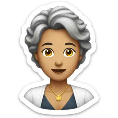 mujer mayor pelo corto contando sticker