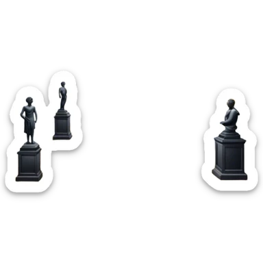 An icon featuring an elegant art gallery with classic paintings hanging on the walls, and sculptures displayed on pedestals. Visitors admire the exhibits, capturing the essence of culture, history, and art. Set against a transparent background. sticker