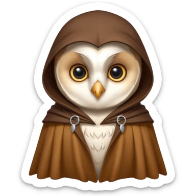 white barn owl in brown cloak sticker