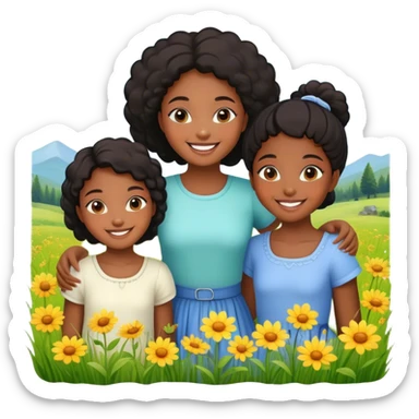 Beautiful meadow with some young black girls  sticker