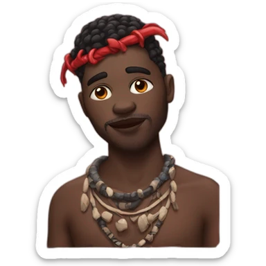 black man from tribe with bone on his head and big red lips sticker