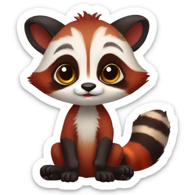 Cute red raccoon-panda-lemur-hybrid full body sticker