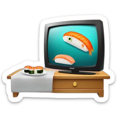 Sushi sur le canapé devant la tele sticker