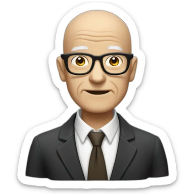 Skinny baldy old man suited with glasses sticker