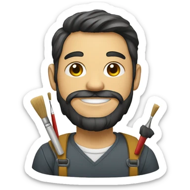 Pintor com pincel na mão  sticker