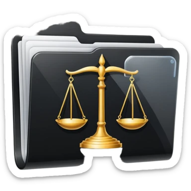 black transparent folder with a law logo  sticker