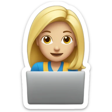 Mujer rubia escribiendo en laptop sticker