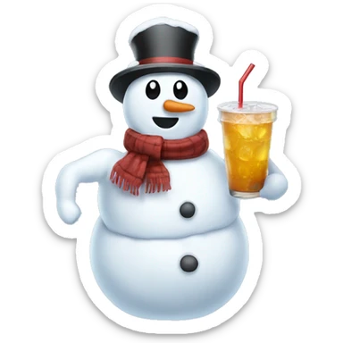 Snowman with drink sticker