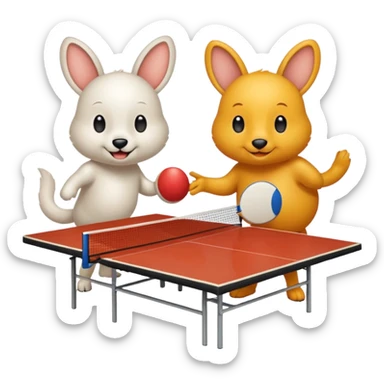 deux animaux qui jouent au ping pong sans la table sticker