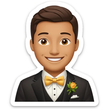 American groom, traditional, culture of american, smiley on face. sticker