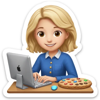 cookie clicker addict girl at computer sticker