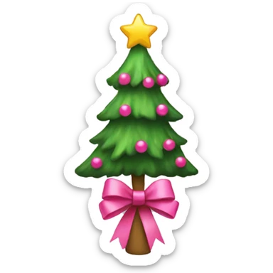 The Christmas tree with pink bows  sticker