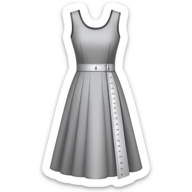 Icon for Fashion Design: a dress pattern with measurements, a ruler and a pencil. The icon should represent the process of designing clothing with a focus on precision and tailoring. Transparent background. sticker