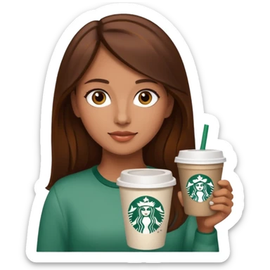Girl, brown hair and brown eyes, Starbucks sticker